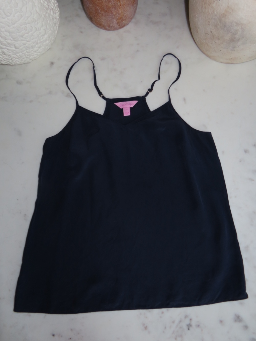100% Silk Lilly Pulitzer Navy Blue Silk Camisole